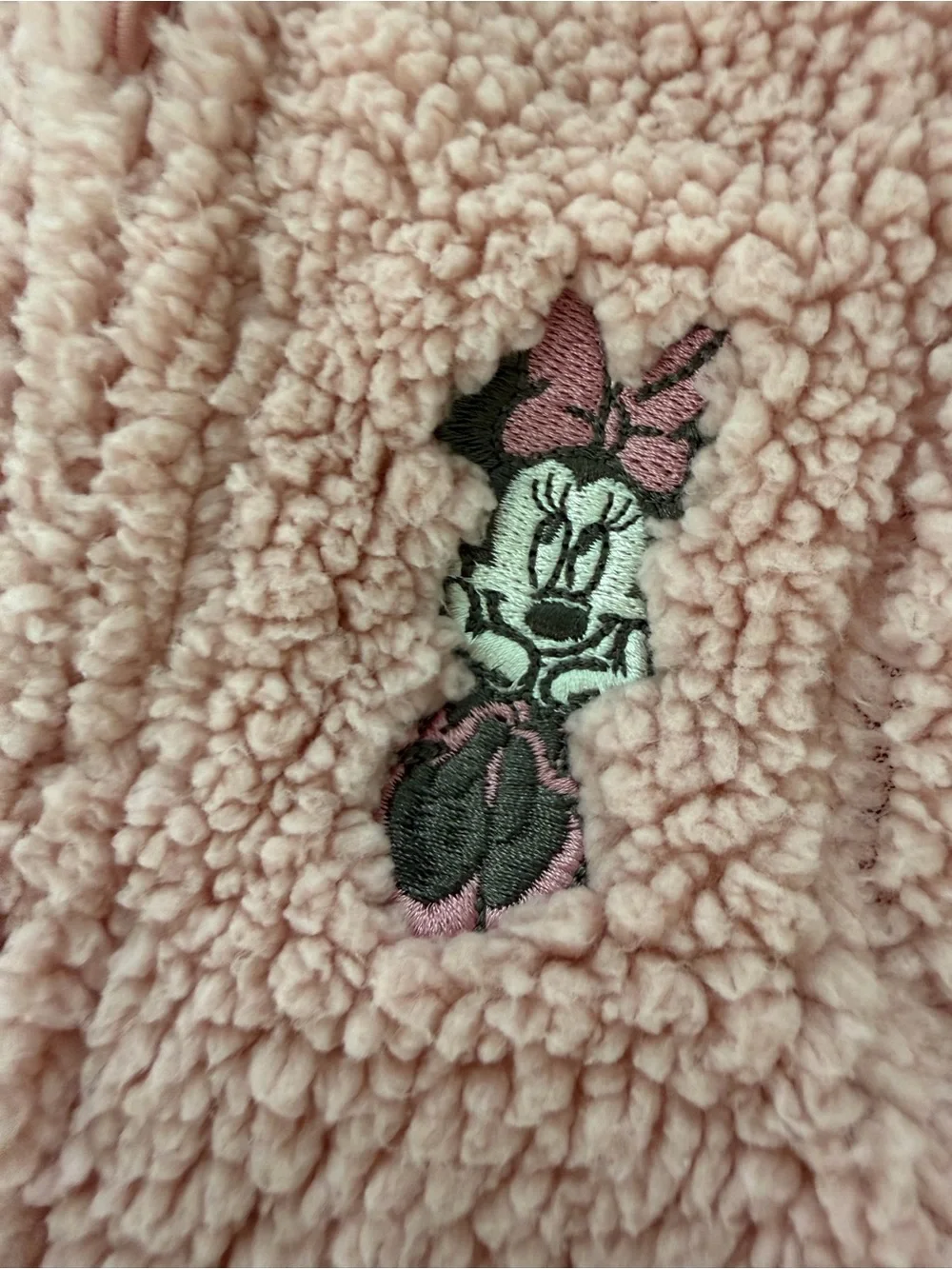 Disney Pink Sherpa Footed Romper with Minnie Accent